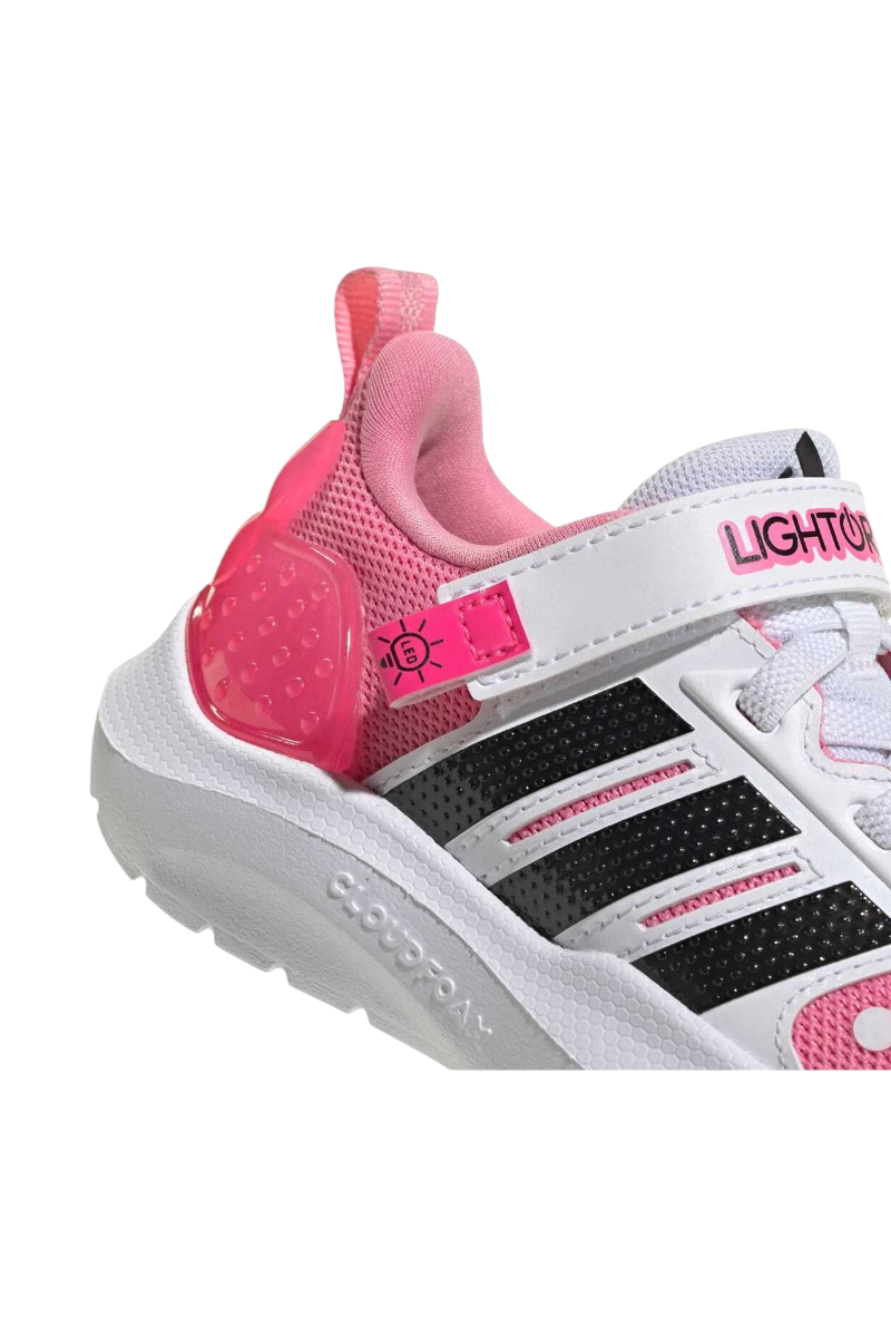 Sporline adidas Lightorama RNR çocuk sneaker, açık pembe ve beyaz renkli, suni deri detaylı, cırt cırtlı spor ayakkabı