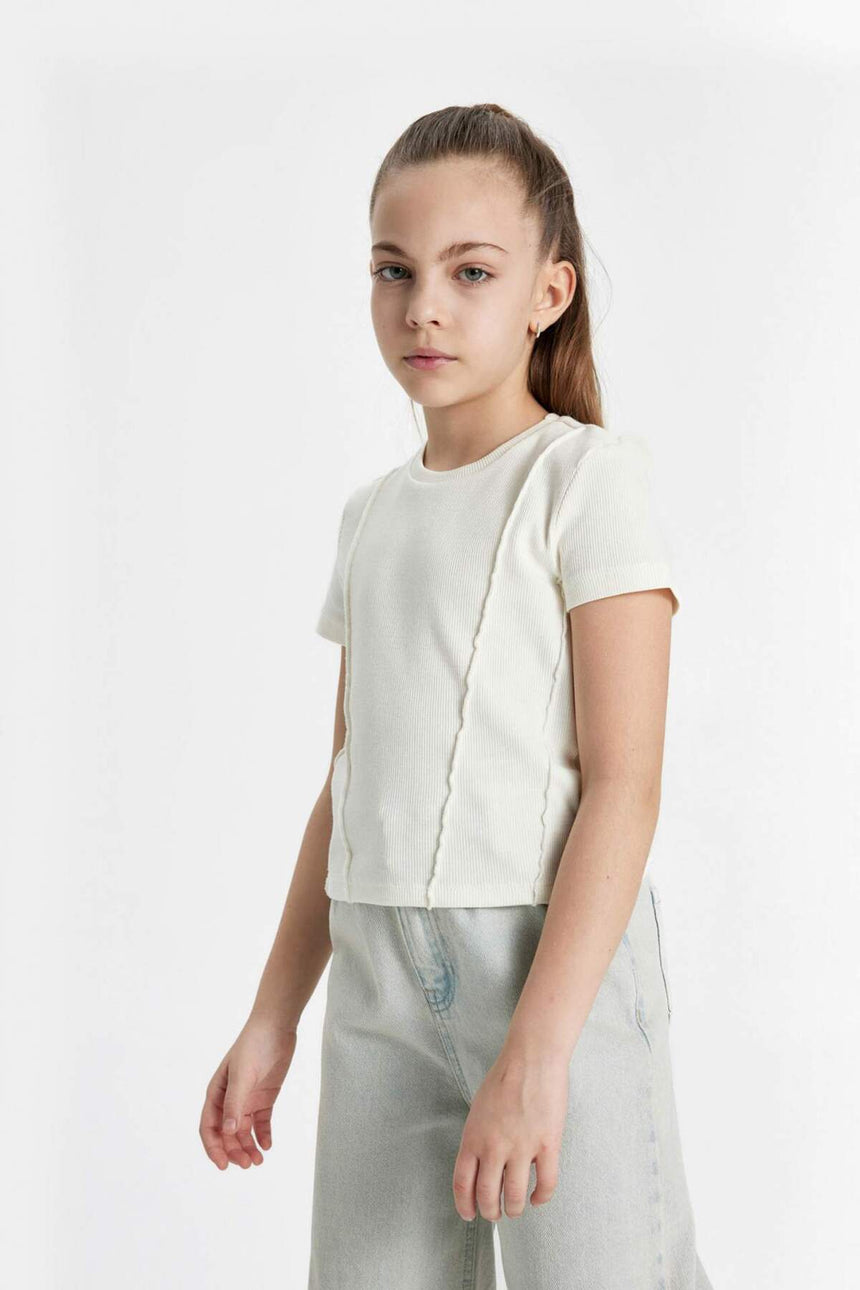DeFacto C0104A8 Çocuk T-Shirt - Ekru