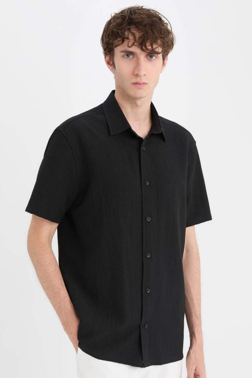 Defacto Erkek Short Sleeve Shirt E1223Ax - Siyah