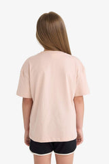 Defacto Çocuk Short Sleeve T-Shirt E0389A8 - Pembe