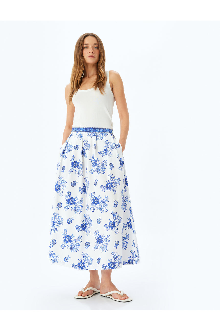 KOTON KADIN SKIRTS 5SAK70046UW - Mavi Desenli
