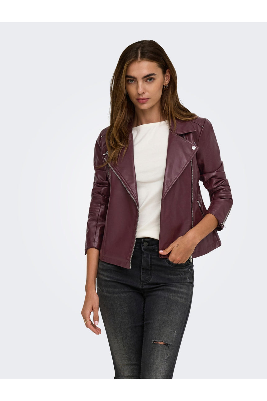 ONLY ONLGEMMA FAUX LEATHER BIKER OTW NOOS 15153079 - Koyu Kahverengi