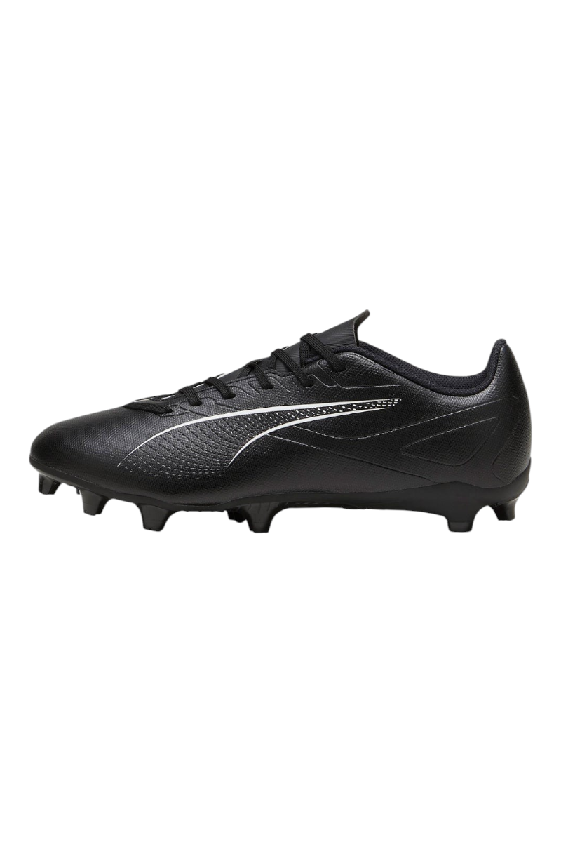 Sporline Puma ULTRA 5 PLAY FG/AG siyah beyaz erkek krampon, suni ve doğal çim zeminler için tasarlanmış futbol ayakkabısı