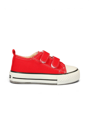 Sporline Vicco kırmızı renkli, deri ve tekstil malzemeden üretilmiş, cırt cırtlı çocuk sneaker ayakkabısı