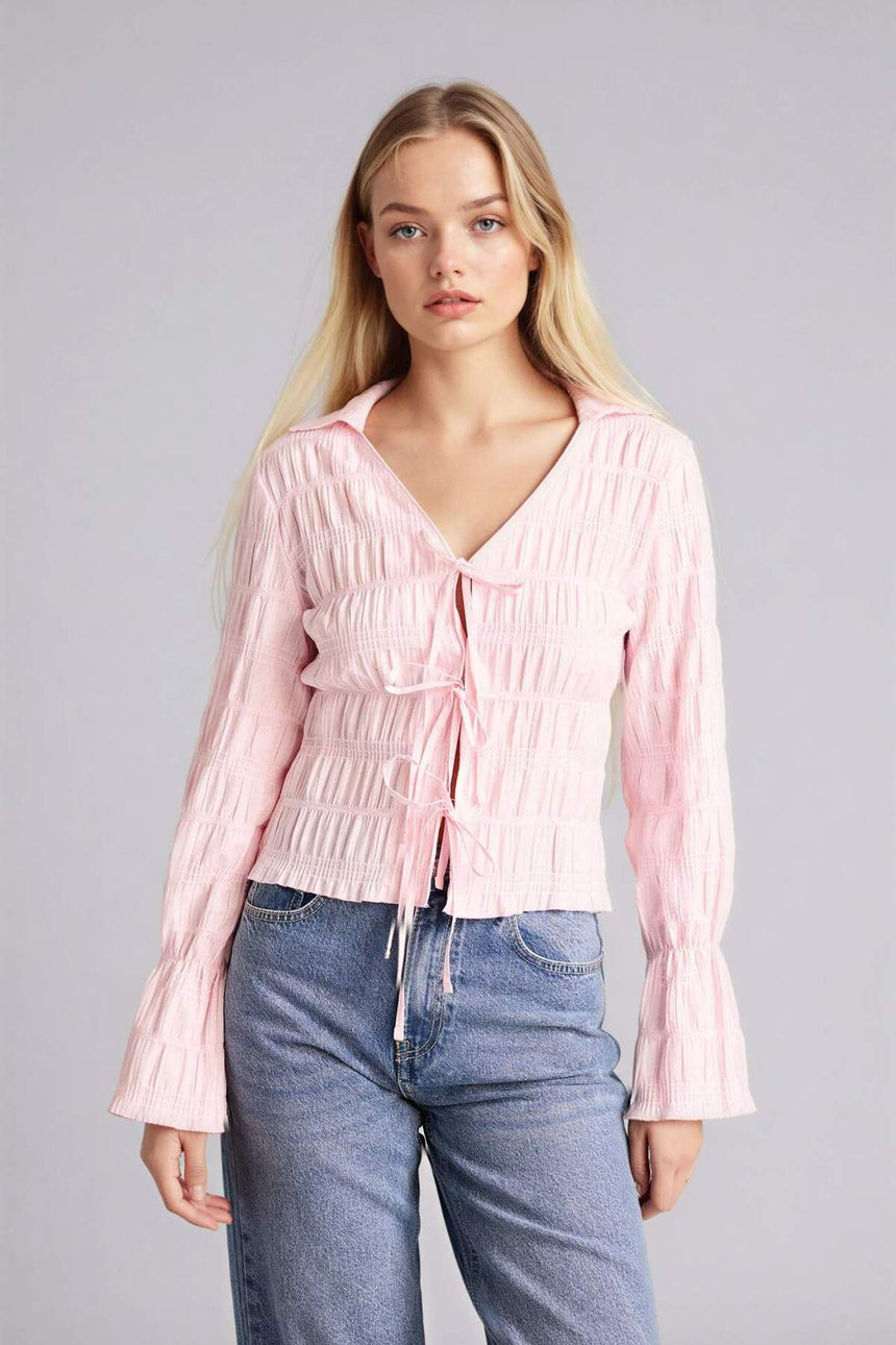 Defacto Kadın Long Sleeve Blouse G9491AX - Açık Pembe