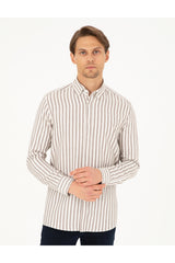pierre cardin erkek dokuma gömlek 2021868 - Kahverengi