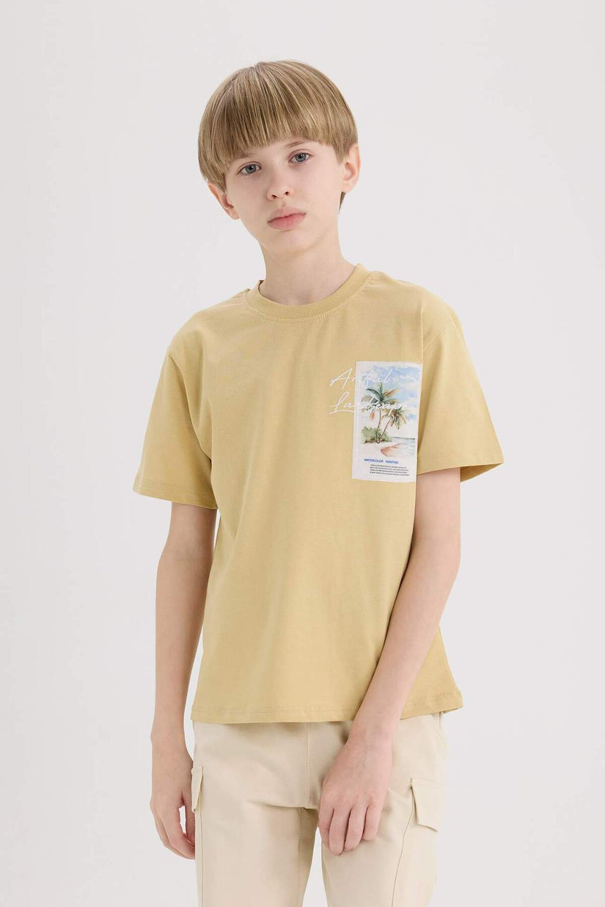 Defacto Çocuk Short Sleeve T-Shirt E3743A8 - Açık Kahve