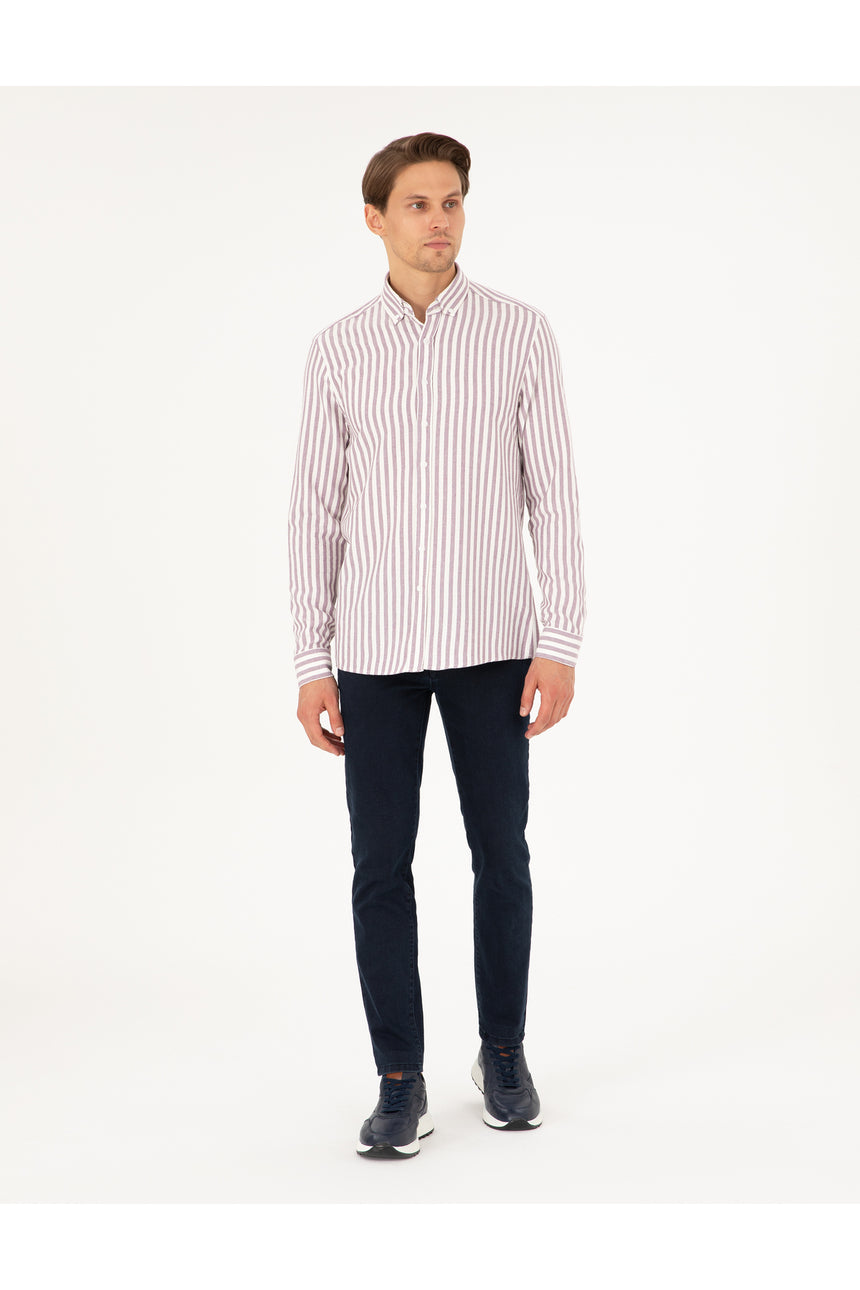 pierre cardin erkek dokuma gömlek 2021868 - Mor