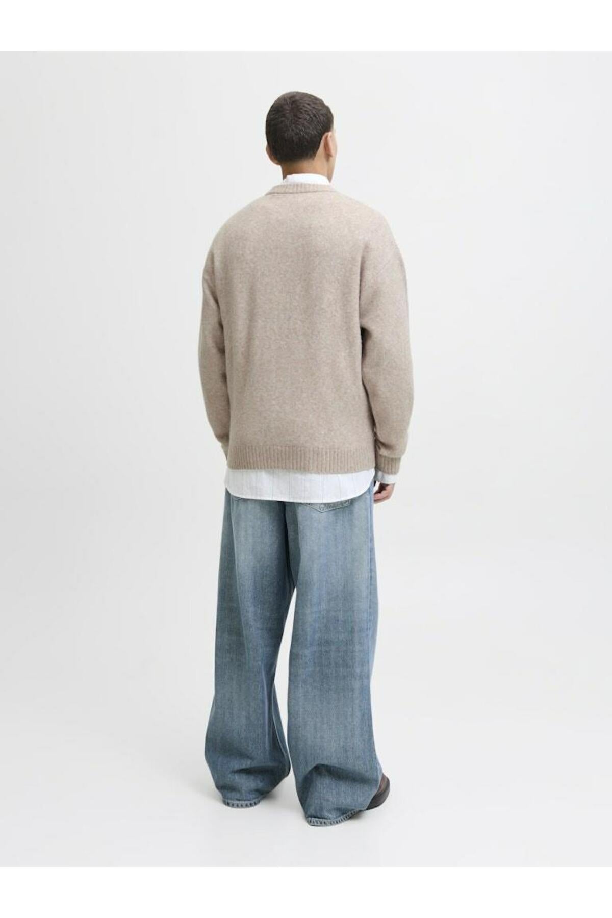Jack & Jones Ollie Erkek Triko Kazak 12278924 - Gri / Mavi