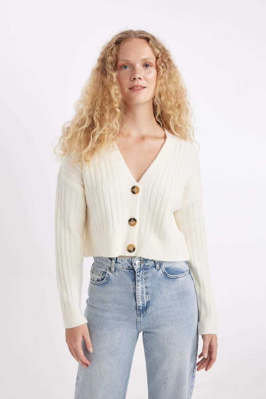 Defacto Kadın Cardigan R1389Az - Ekru