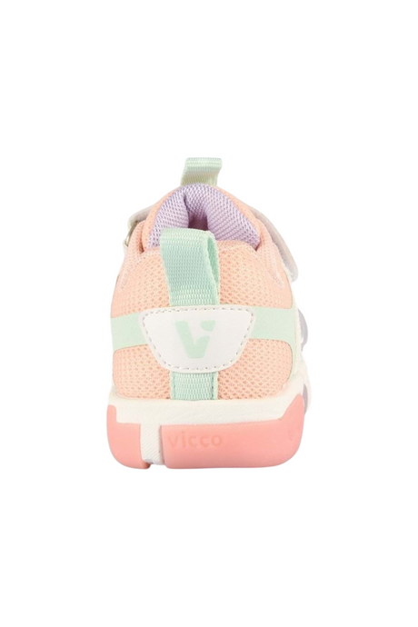 Sporline Vicco pudra pembe suni deri çocuk sneaker ayakkabısının arka görünümü
