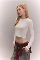 Defacto Kadın Long Sleeve T-Shirt A8311Ax - Kırık Beyaz