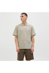 JACK&JONES JJEAUSTIN ZIP POLO SS NOOS 12279177 - Bej/ Açık Gri