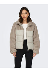 only onlwanja fur puffer mix jacket cc otw 15292945 - Bej/ Açık Gri