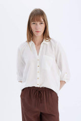 Defacto Kadın Long Sleeve Shirt M9407Az - Kırık Beyaz