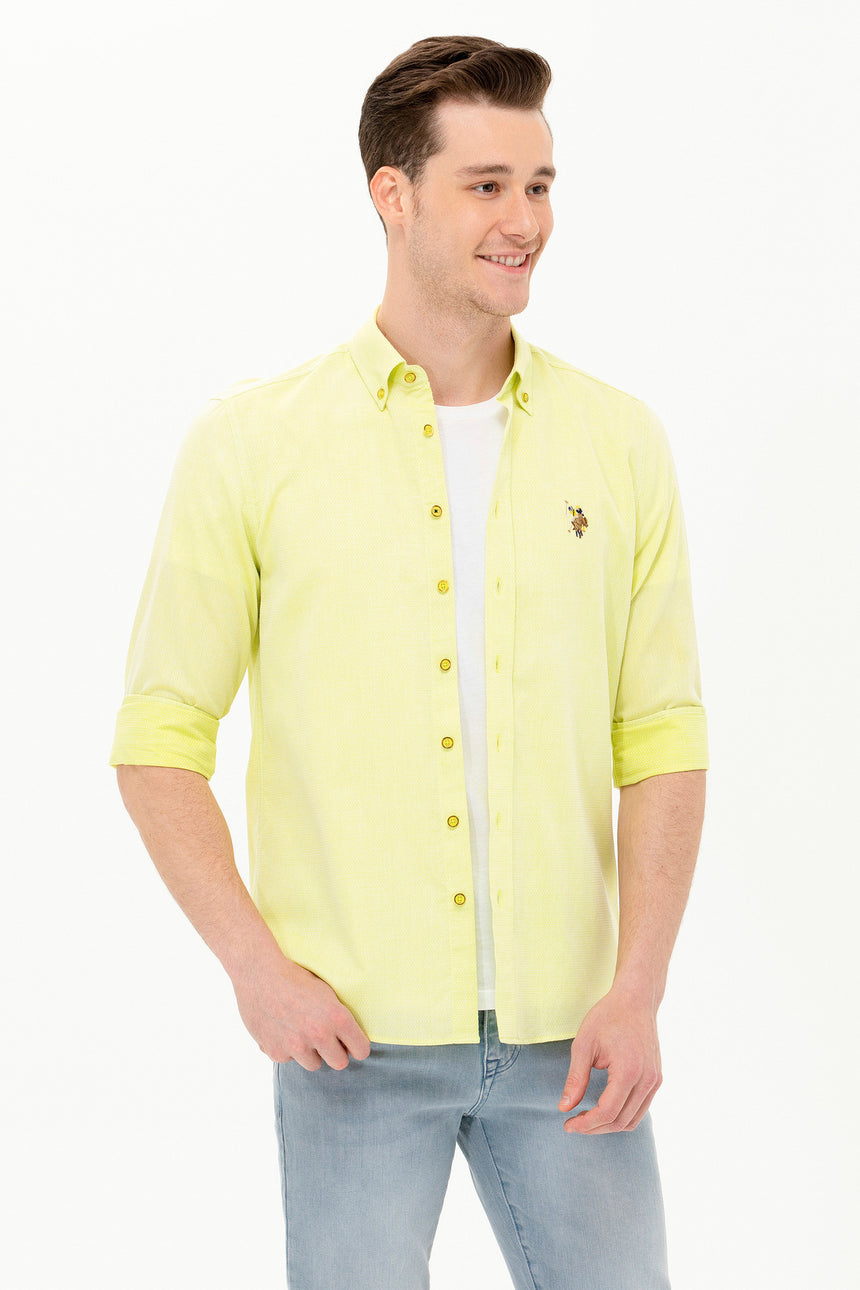 US POLO ASSN ERKEK DOKUMA GÖMLEK 1571045 - Koyu Sarı