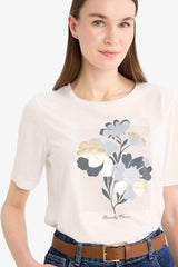 DeFacto C2121AX Kadın T-Shirt - Ekru