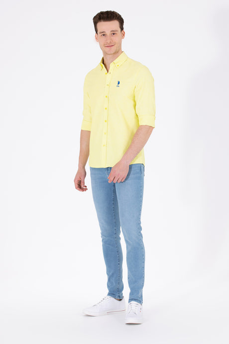 US POLO ASSN ERKEK DOKUMA GÖMLEK 1571130 - Sarı