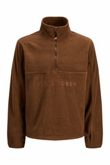 JACK&JONES JJALPES HALF ZIP FLEECE JACKET AW25 12284828 - Koyu Kahverengi