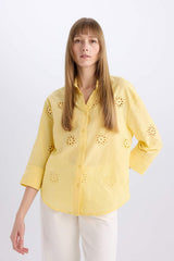 Defacto Kadın Long Sleeve Shirt B5419Ax - Sarı