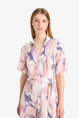 Defacto Kadın Short Sleeve Woven Dress F1827Ax - Pembe