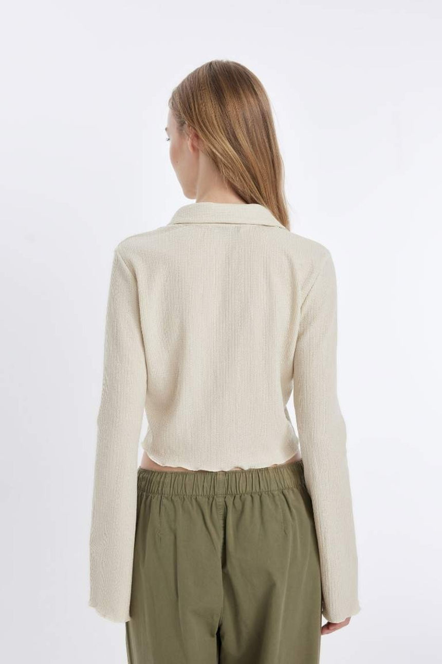 Defacto Kadın Long Sleeve Shirt C1889AX - Ekru