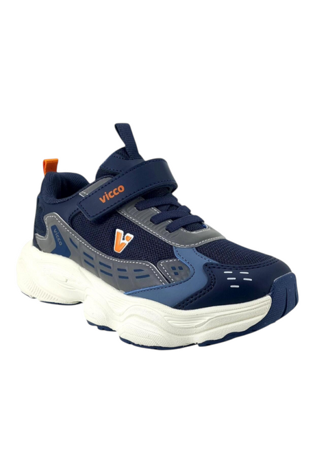 Sporline Vicco lacivert tekstil poliüretan çocuk sneaker, cırt cırtlı ve kalın beyaz tabanlı spor ayakkabı