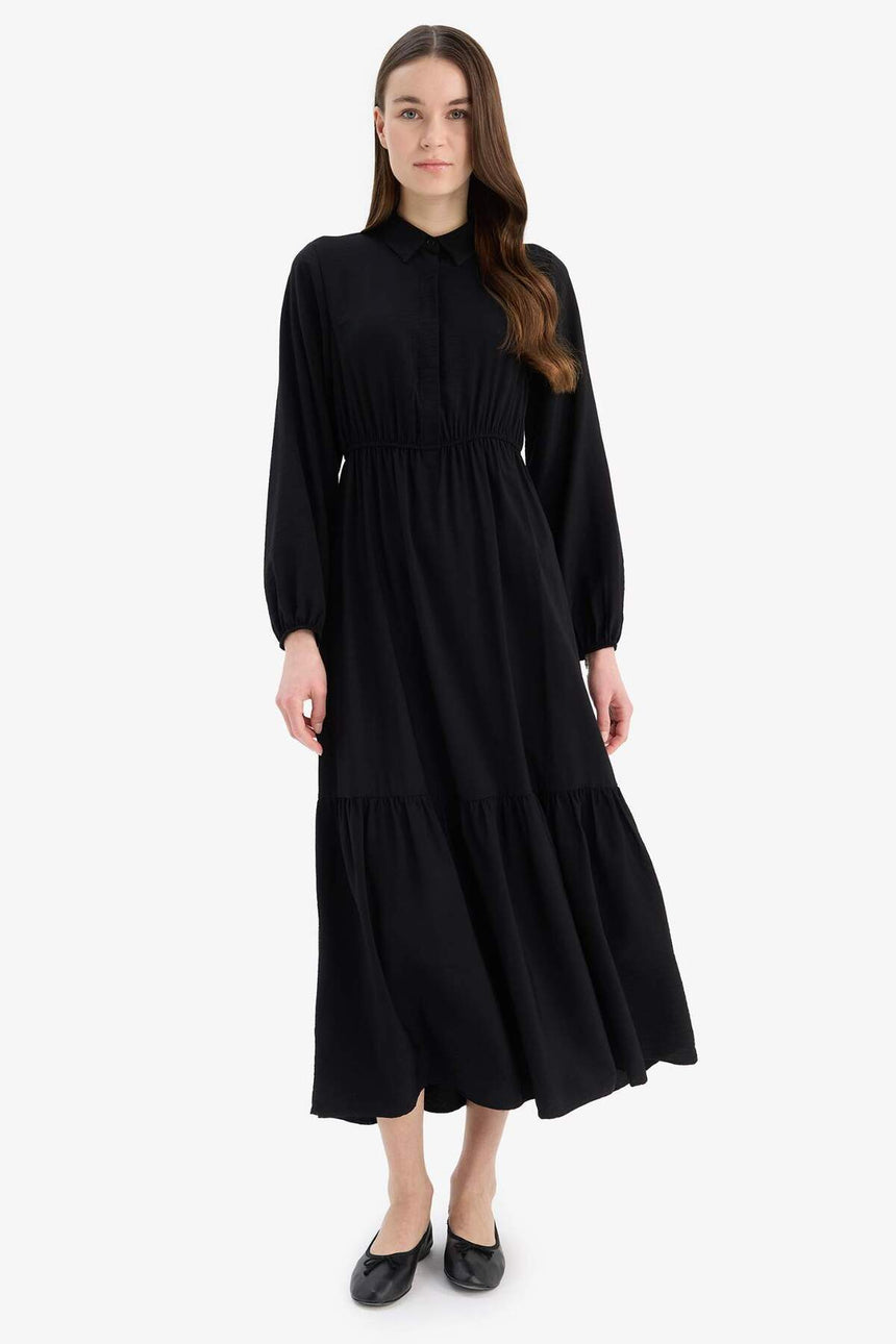 Defacto Kadın Long Sleeve Woven Dress D5851Ax - Siyah