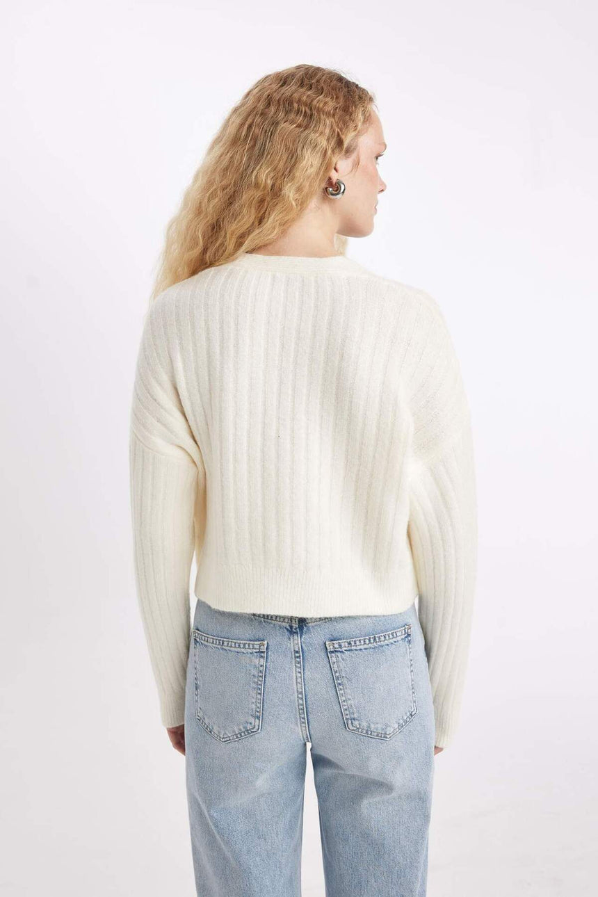 Defacto Kadın Cardigan R1389Az - Ekru