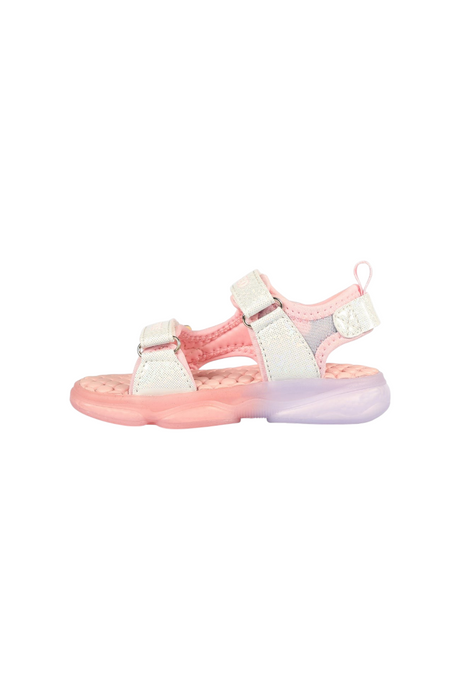 Sporline Vicco pudra pembe renkli, microfiber ve tekstil malzemeden üretilmiş, cırt cırtlı çocuk sandalet modeli