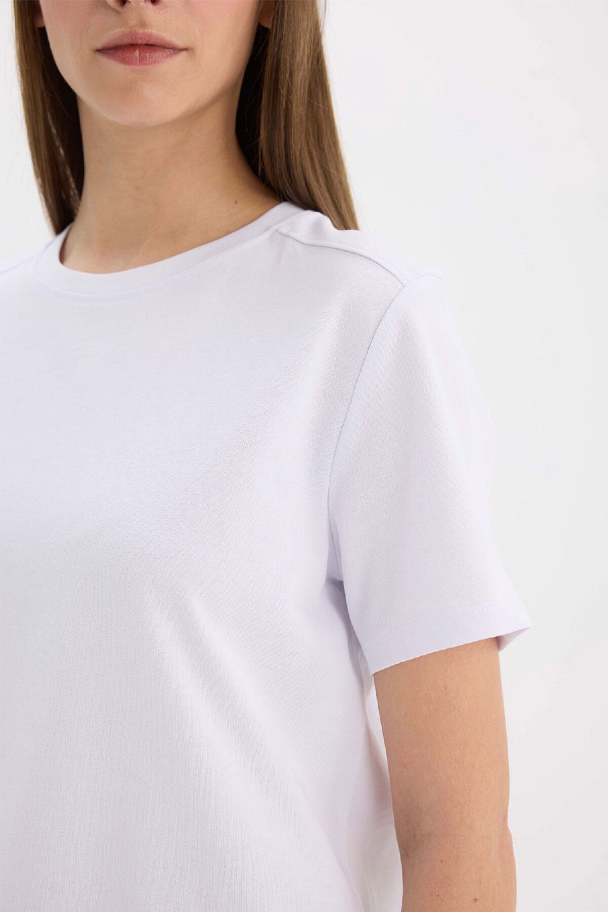 Defacto Kadın Short Sleeve T-Shirt A9428AX - Beyaz