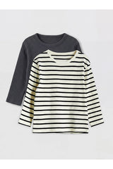 LC Waikiki Çocuk Uzun Kollu T-Shirt W62588D1 - Krem