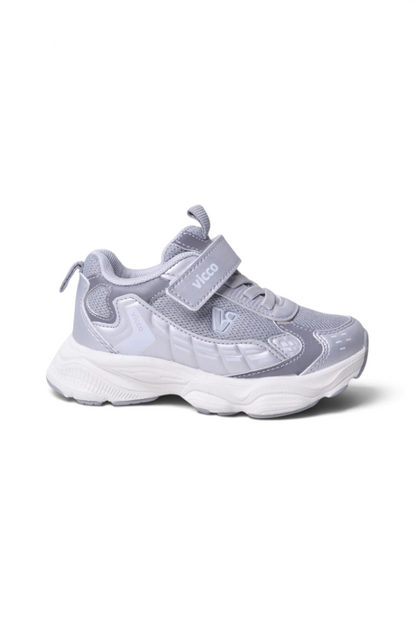 Sporline Vicco gümüş renkli, cırt cırtlı ve file detaylı çocuk sneaker ayakkabı