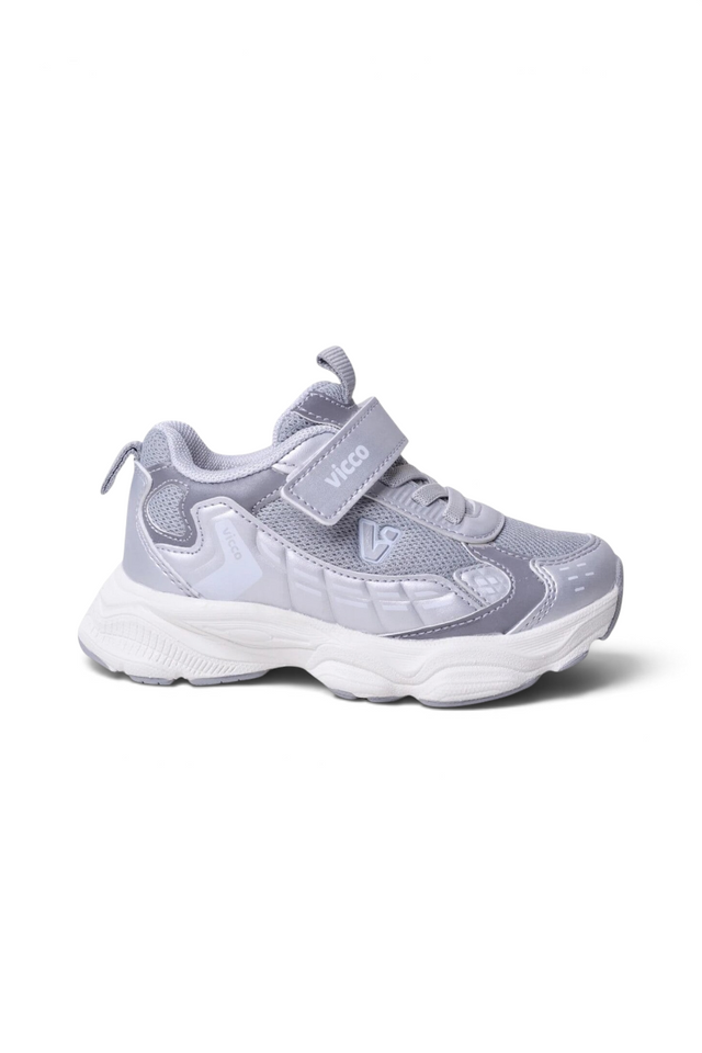 Sporline Vicco gümüş renkli, cırt cırtlı ve file detaylı çocuk sneaker ayakkabı