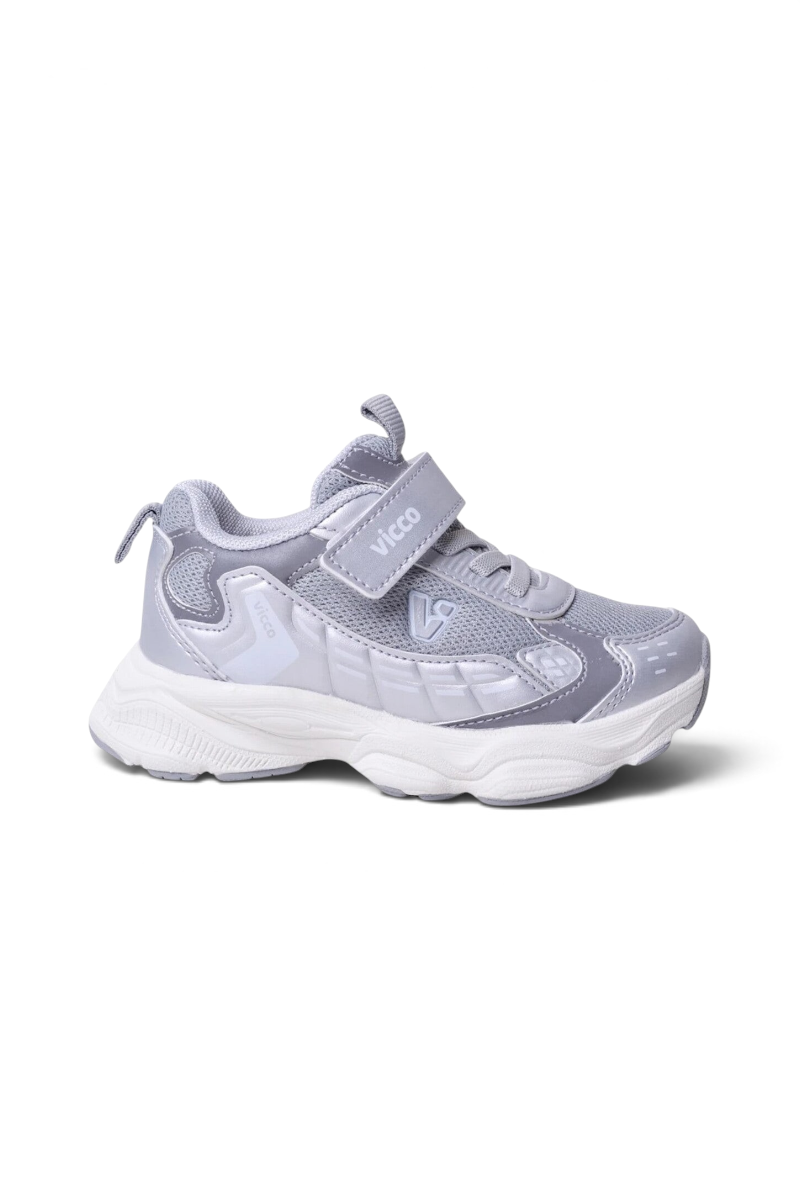 Sporline Vicco gümüş renkli, cırt cırtlı ve file detaylı çocuk sneaker ayakkabı