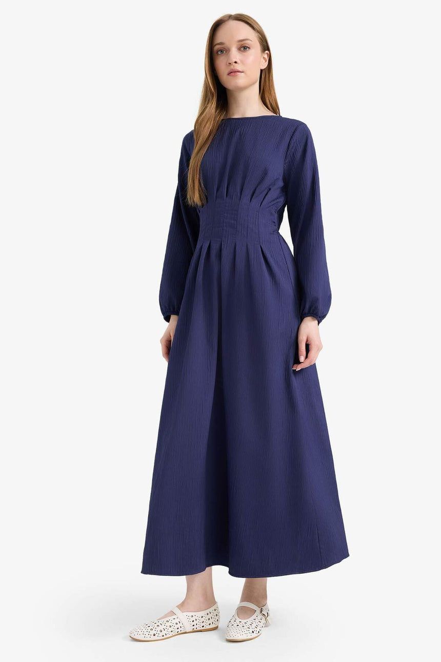 Defacto Kadın Long Sleeve Woven Dress F2728Ax - Koyu Lacivert
