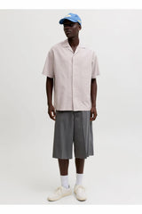 Jack & Jones Breeze Erkek Keten Karışımlı Kısa Kollu Gömlek 12288594 - Bej