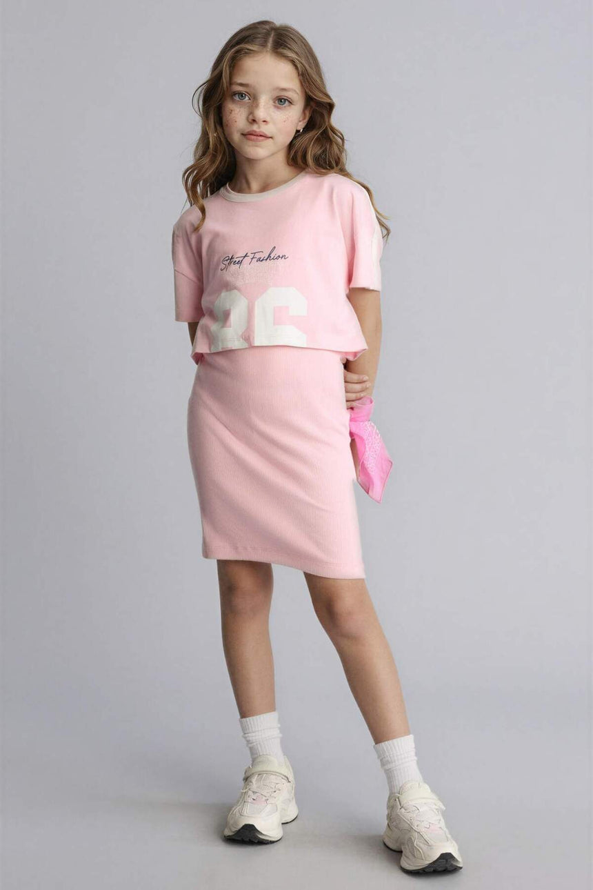 Defacto Çocuk Knitted Dress D2339A8 - Pembe