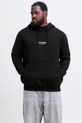 Jack & Jones Plus Soho Erkek Büyük Beden Kapüşonlu Sweatshirt 12279516 - Siyah