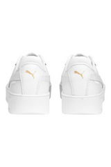Sporline Puma Carina Street beyaz PU kadın sneaker, topuk kısmında altın rengi Puma logosu detaylı arka görünüm