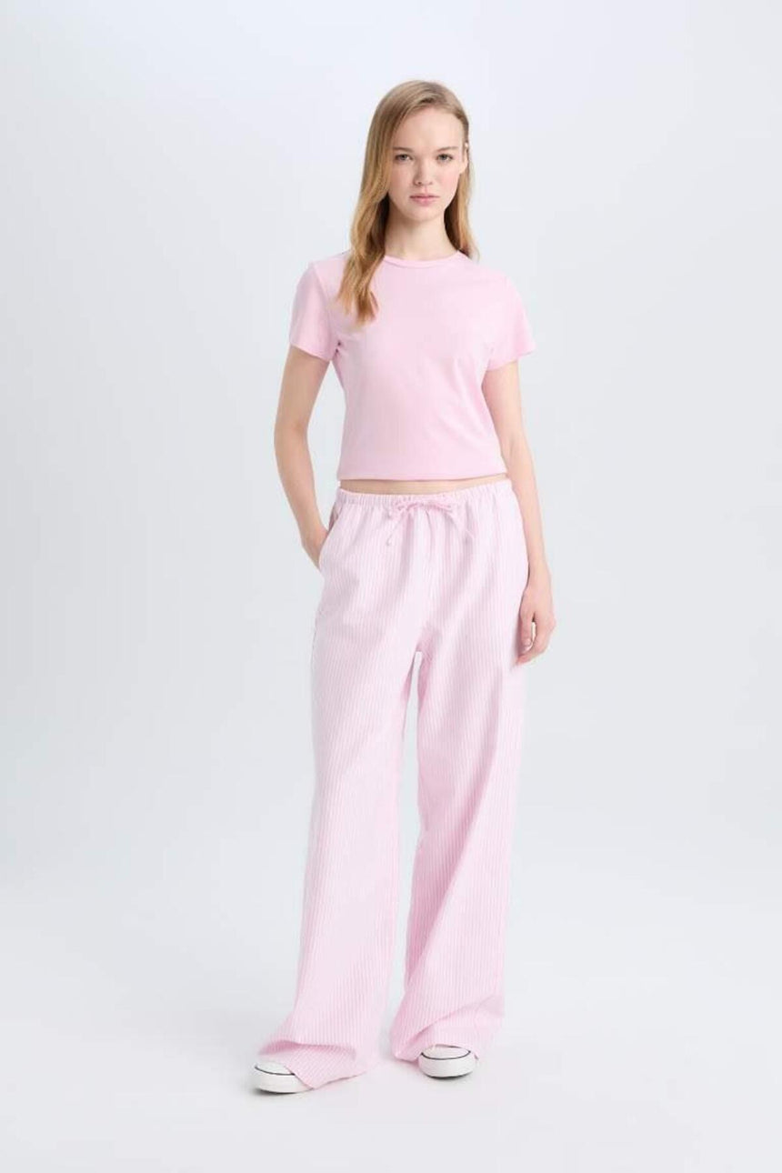 Defacto Kadın Short Sleeve T-Shirt C3852Ax - Pembe