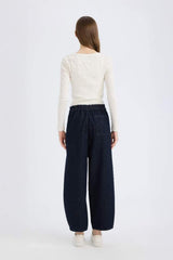 Defacto Kadın Trousers E3873Ax - Mavi/Siyah