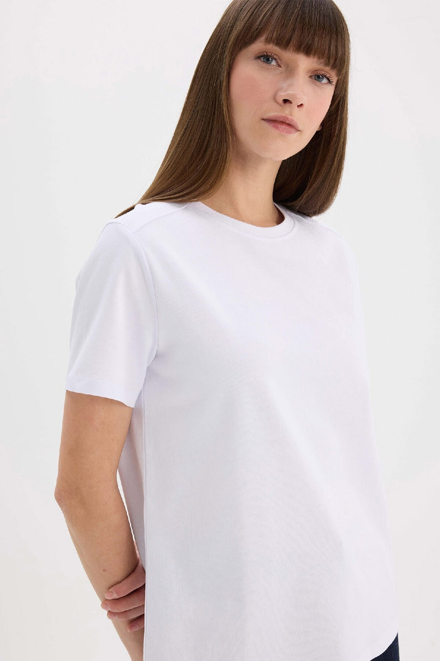 Defacto Kadın Short Sleeve T-Shirt A9428AX - Beyaz