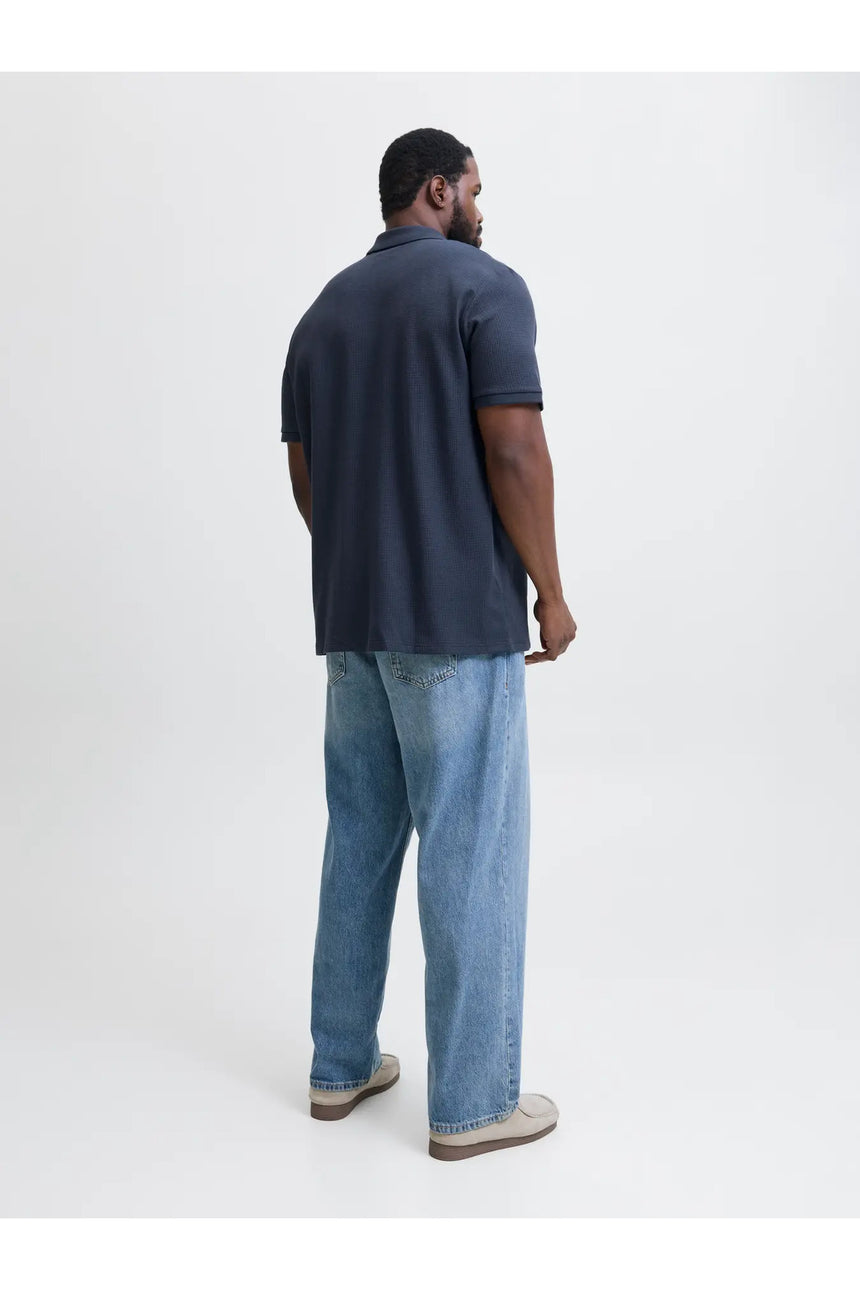 JACK&JONES JJEAUSTIN ZIP POLO SS NOOS PLS 12284618 - Koyu Lacivert