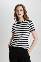Defacto Kadın Short Sleeve T-Shirt C2612AX - Siyah