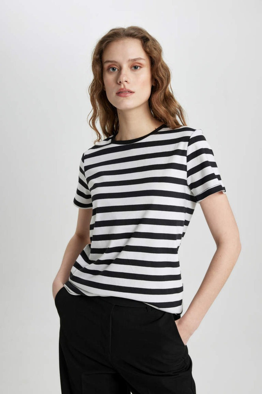 Defacto Kadın Short Sleeve T-Shirt C2612AX - Siyah