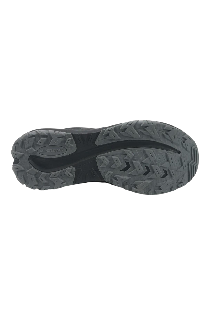 Sporline Lumberjack Seth siyah erkek outdoor ayakkabısının tırtıklı ve dayanıklı kauçuk dış taban görünümü