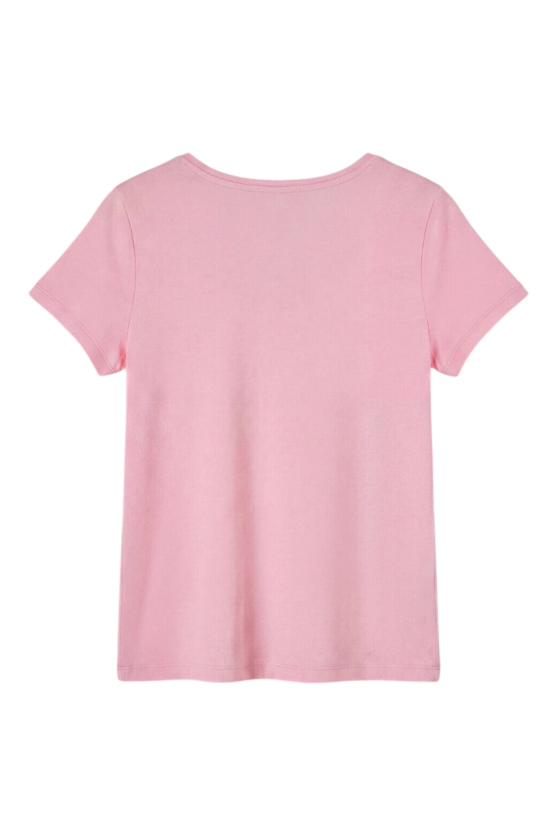 Sporline LC Waikiki pembe kısa kollu kadın pijama üstü, regular kesim, düz tasarım