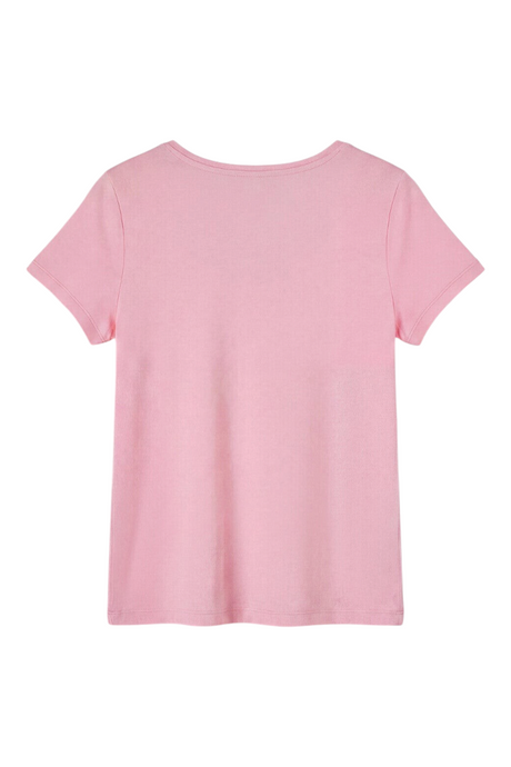 Sporline LC Waikiki pembe kısa kollu kadın pijama üstü, regular kesim, düz tasarım