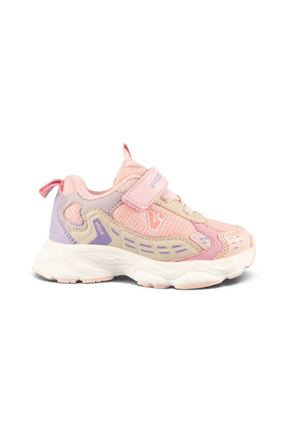 Sporline Vicco pudra pembe renkli, cırt cırtlı ve file detaylı unisex çocuk spor ayakkabısı